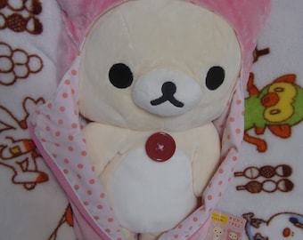 Vintage Korilakkuma Plüschtier mit Schlafsack (2003) super rare HTF