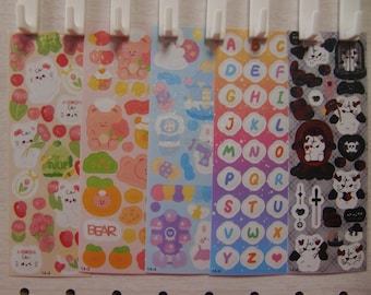 K-pop Korean Sticker| Deco Polco, 5 sheets Kawaii Decals  "Assorted designs" craft supplies