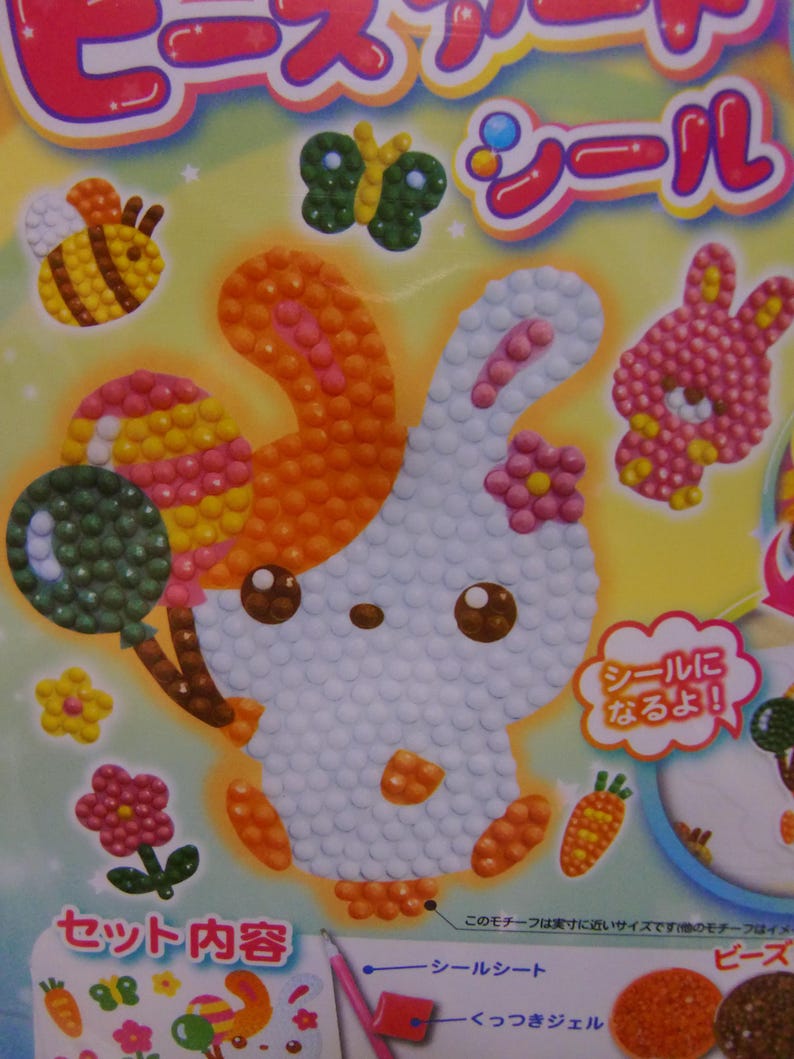 Kit fai da te per creare adesivi con perline: crea decalcomanie scintillanti con personaggi divertenti per bambini. Rabbiet