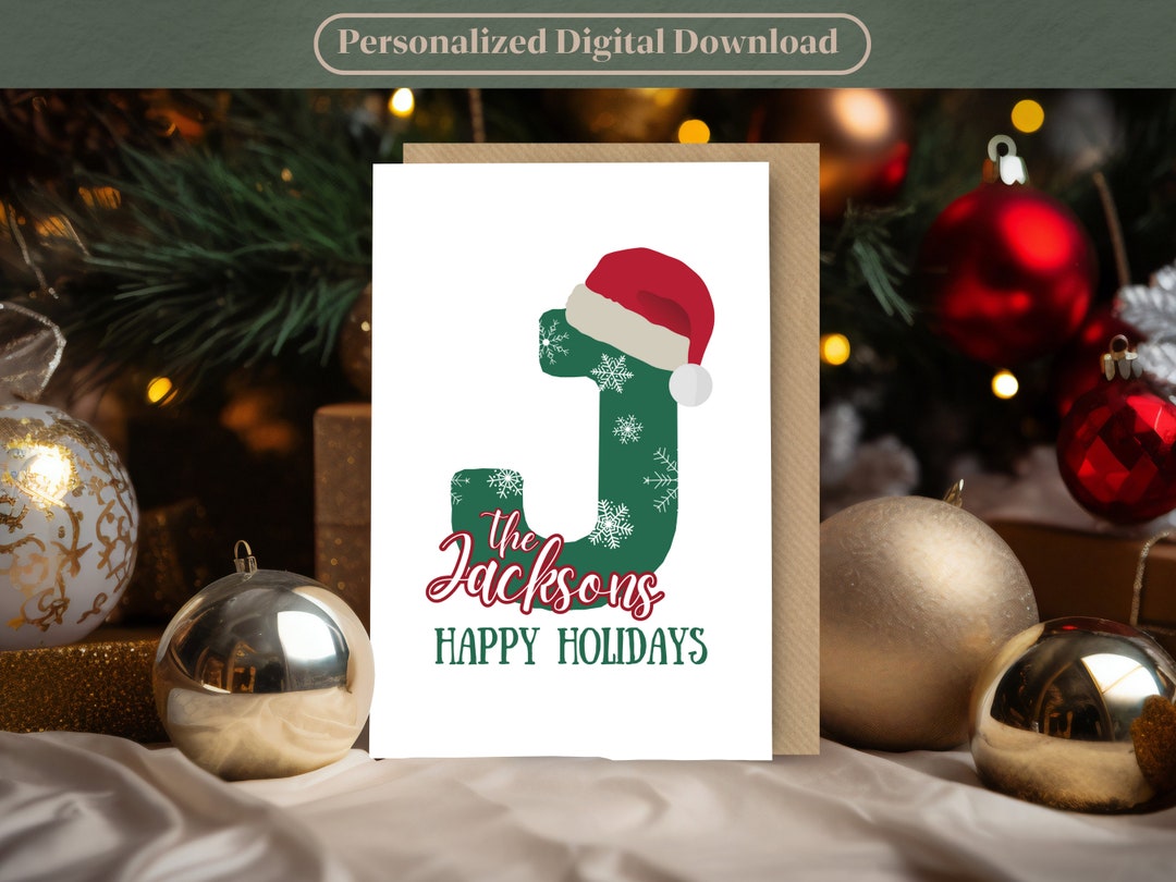 Personalized Christmas Name Card for Kid Custom Family Greeting Card