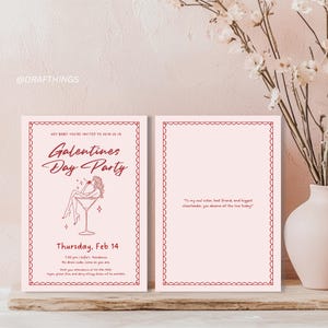 Bearbeitbare Galentines Day Party Einladung Vorlage Valentines Invite Girls Night Cherry Martini Galentines Party einladen Galentines Brunch