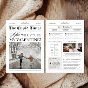 Modelo de jornal de aniversário para impressão Canva Cartão de amor de casal Jornal Casal Você será meu cartão de convite para noite de encontro Jornal Casal