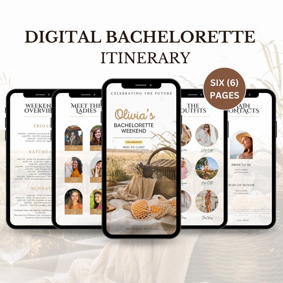 Bachelorette Weekend Party Digital Itinerary Template, Editable Mobile ...