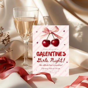 Galentines Day Party Bundle für Erwachsene, Galentines Dekorationsset, Galentines, Kirsche Valentinstag Dekor, druckbare Galentines Geschenkidee