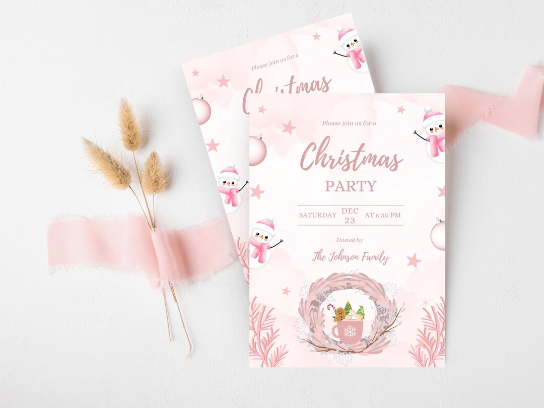 Pink Christmas Party Template Christmas Invite Trendy Invitation