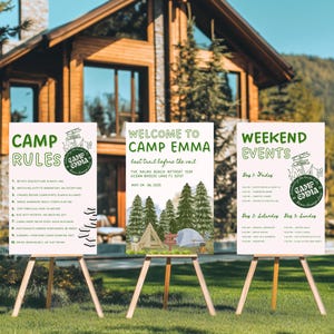 Camp Bachelorette Signage Template Bachelorette Mountain Decorations Camp Party Signs Bachelorette Camp Rules Sign Hiking Bachelorette Party