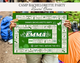 Camping Bachelorette Party Board Game: Bridal Shower Drinking Game (Printable)