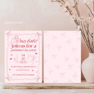 Printable Galentines Party einladen Galentines Party Handgezeichnete Valentinstag-Einladung Galentine Girl Night Freundschaft Koketteinladung