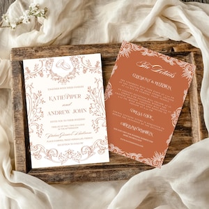 Pobierz szablon zaproszenia ślubnego z terakoty Chinoiserie Wedding Decor Victorian Marriage Ceremony Cards Program dla gości weselnych w stylu rokoko
