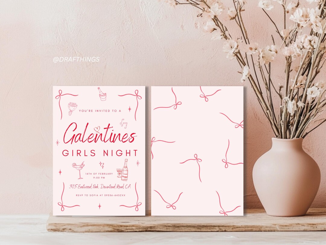 Galentines Party Invitation Digital Girls Night Out Invitation Pink ...