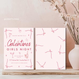 Galentines Party Einladung Digital Girls Night Out Einladung Rosa Valentinstag Karte zum Ausdrucken Rosa Einladungskarte Coquette Party
