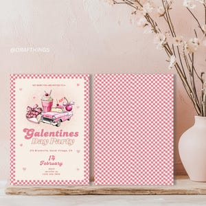 Valentinstag Karte zum Ausdrucken, Einladung Pink, Einladungskarte Galentines Party Pink, Einladungskarte Digital Girls Night Pink