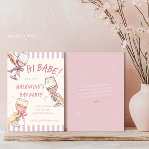 Druckbare Galentinstag Party einladen Digital Download Martini Coquette Einladungen für Mädchen Nacht Valentinstag Valentinstag Hand gezeichnete Schleife