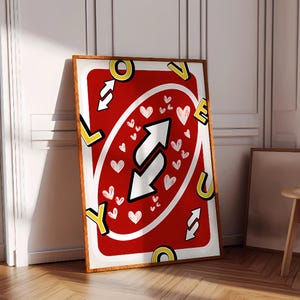 Stampa artistica da parete retrò rossa, stampa estetica da parete con carte da gioco, cornice d'amore, stampa artistica con amanti, stampa artistica preppy per San Valentino, stampa da parete con te