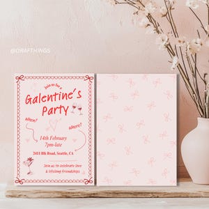 Printable Galentines Party einladen Galentines Party Handgezeichnete Valentinstag Einladung Galentine Girl Night Freundschaft Kokette Einladung Idee