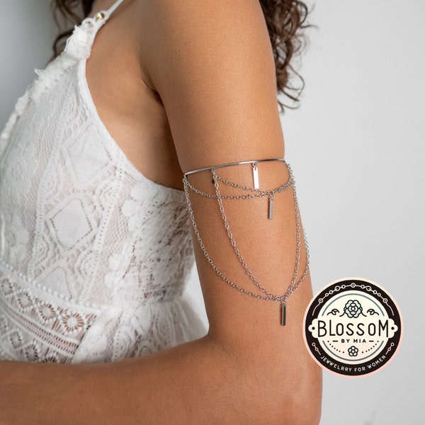 Chain Armlet for Women, Upper Arm Bracelet with Minimalist Design, Upper Arm Cuff Bracelet, Adjustable Metal Arm Band, Jewelry Gift for Her