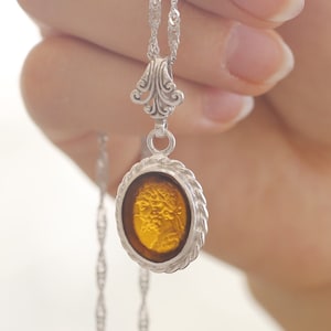 Ceaser Pendant, 925 Silver Ancient Pendant, Roman Glass Intaglio Coin Pendant, Handmade Turkish Fine Jewelery,Historical Art Design Pendant