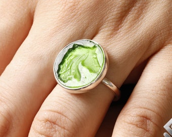 Pièce de monnaie romaine en argent 925 avec taille ancienne en verre chevalière, bague camée pour pièce de monnaie, bague à porter tous les jours, cadeau pour une meilleure amie, bague bohème, cadeau pour elle