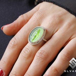 925 Plata Vidrio Intaglio Virgen María Moneda Griega Anillo de Sello Joyería Fina Turca Anillo Delicado Único Anillo de Diseño de Arte de Jesús Mitológico