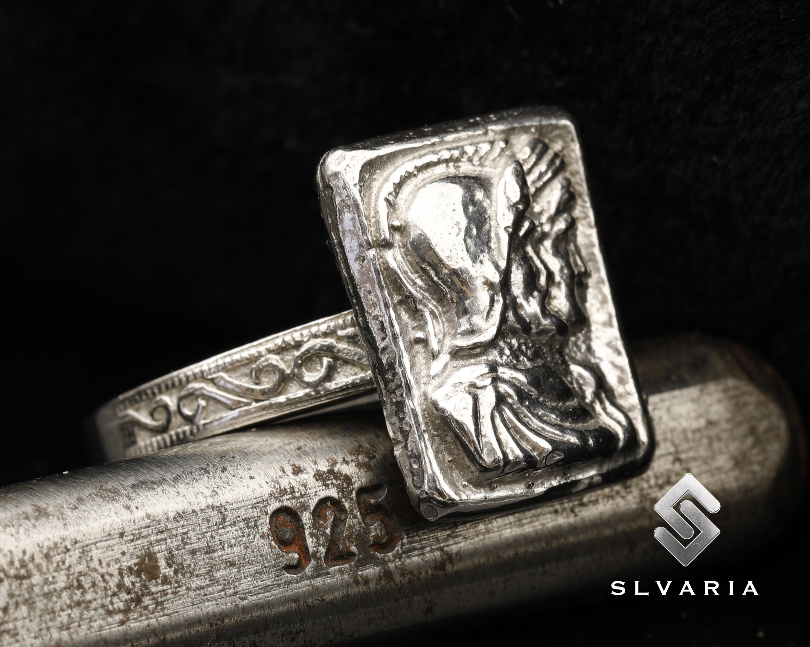 Buy 925 Silver Ancient Roman Soldiers Coin Signet Ring