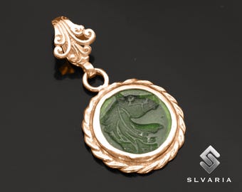Vintage Franklin Mint 14K Gold Jade Horse Pendant - Circa 1978 - Etsy