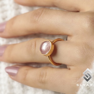 Natürliche Kirschquarz Kristall handgemachte 24K vergoldet 925Sterling Silber Runde Edelstein Taurus Ring Frauen Phantasie Weding Geschenk Ring Liebe Stein