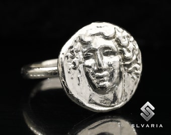 925 zilveren oude Griekse zegelring medusa zilveren muntring Handgemaakte anti-aanslag unieke sierlijke ring mythologisch cadeau ring uit de oudheid