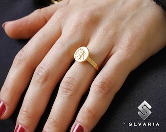 Ancient Greek Coin Honey Bee 24K Gold Vermeil 925 Silver Signet Ring Handmade Unique Dainty Ring Mythological Fancy Animal Art Pinky Ring