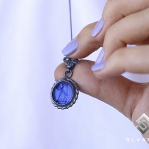 Black Oxidized Angel Greek Coin Pendant, 925 Silver Pendant, Ancient Glass Intaglio Pendant, Mythological Heaven Pendant, Art Pendant