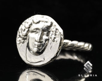 925 zilveren oude Griekse Signet Medusa zilveren muntring handgemaakte anti-aanslag unieke sierlijke ring mythologische gift fancy snake art ring