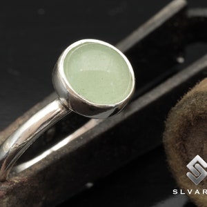 Natural Green Aventurine Crystal Handmade Anti-Tarnish 925Sterling Silver Round Gemstone Ring Libra Women&#39;s Design Wedding Ring Desire Stone