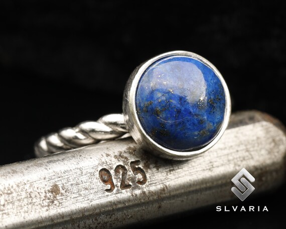 thumbnail image 2 of Natural Lapis Lazuli Ring – 925 Sterling Silver, Handmade, Marquise Cut, Blue Gemstone, All Sizes VS-15 2 of 3