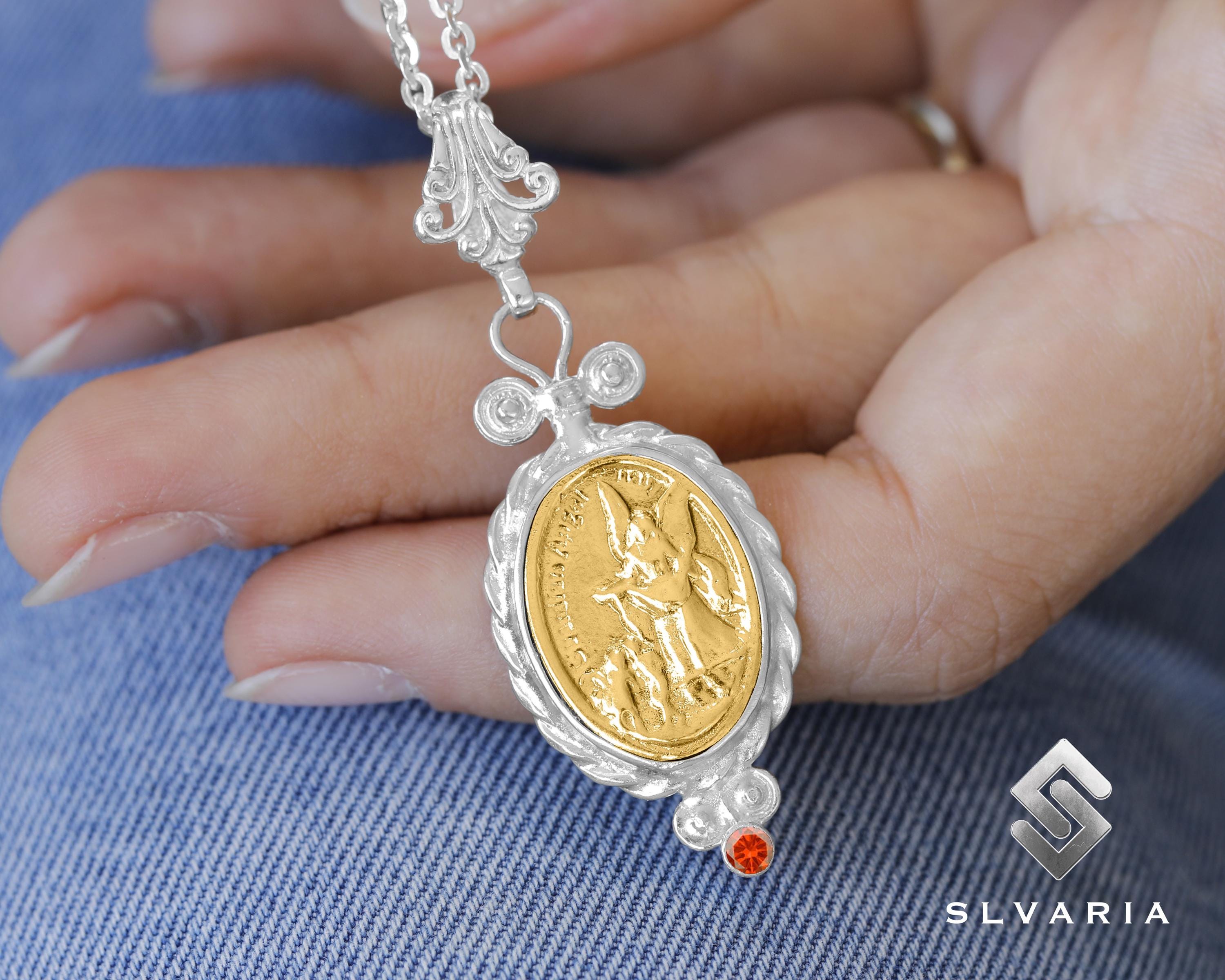 Collier Saint Michel En Acier Inoxydable - Pendentif Ange Gardien Avec Chaîne Réglable 55+5 Cm - Bijou Religieux De Protection Et Porte-bonheur