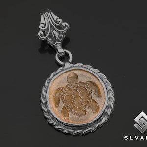 Women&#39;s Turtle Pendant, Black Oxidized Ancient Greek Necklace, Signet Pendant,925 Silver Necklace, Glass Intaglio, Cameo Pendant