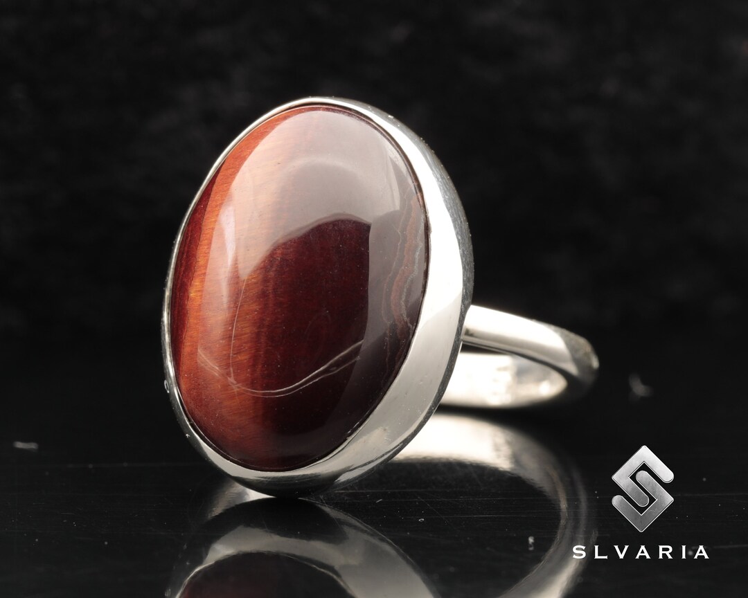 【新品】Monolith Ring〔RED TIGER EYE〕サイズ2 pry Strength Natural Red Tiger Eye Gemstone Ring, 925 Sterling Silver