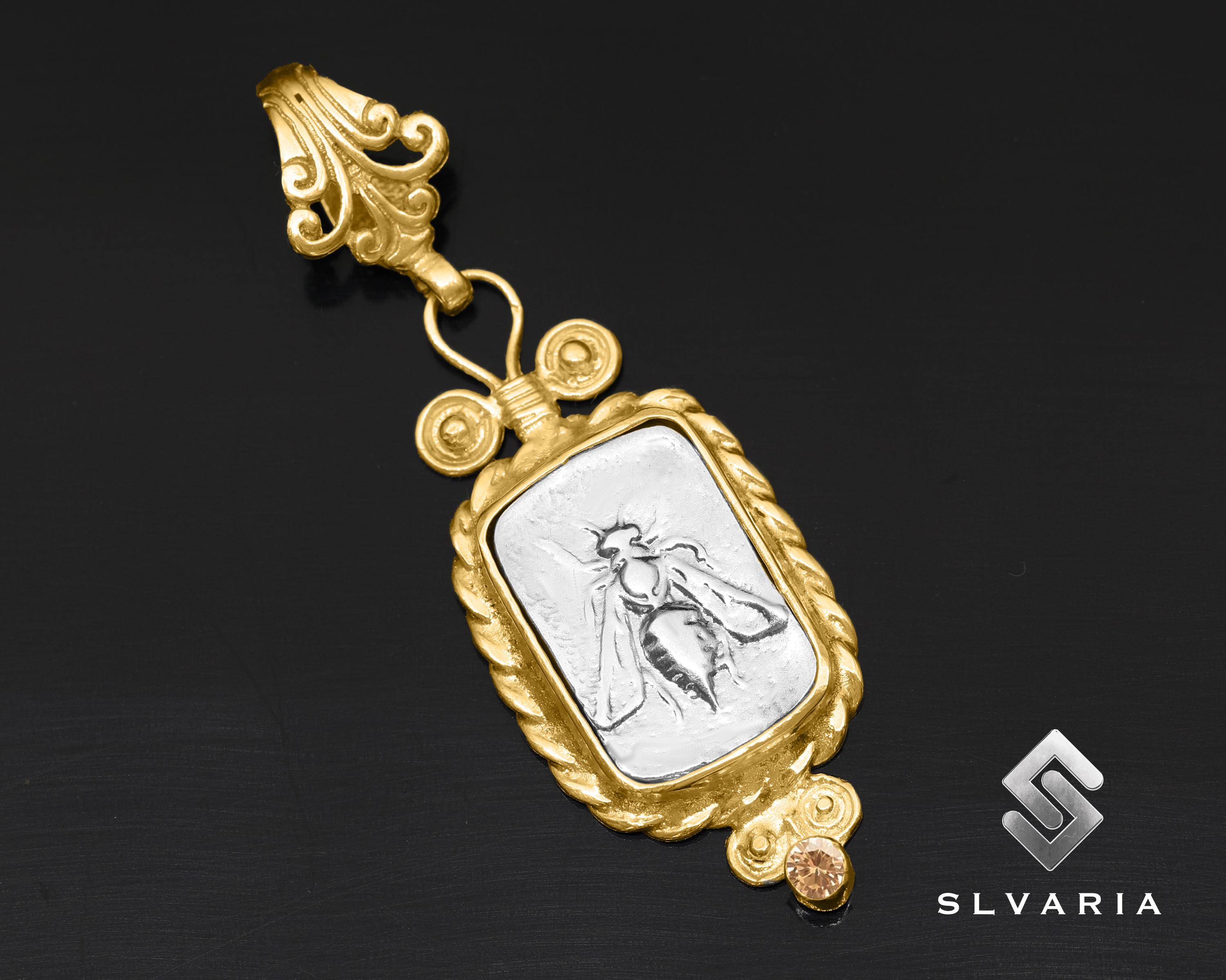 ORIDIO Collana da donna in argento Sterling 925 con ciondolo a forma di ape e cervo americano, placcata in oro 18 carati, per mamma, moglie, nonna, Argento sterling