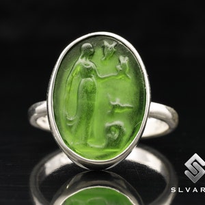 Aphrodite Cameo Greek God Signet Ring 925 Silver Glass Intaglio Coin Ring Personalized Jewelry Perfect Gift For Her Personalized Gift Ring
