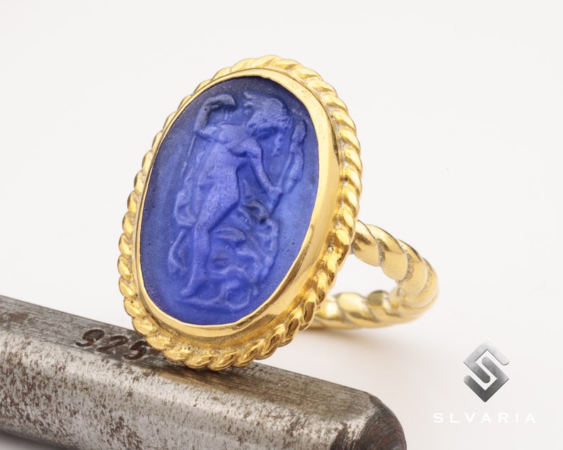 Ancient Signet Aphrodite Ring, Venus Ring, 24K Gold Plated 925 Sterling ...