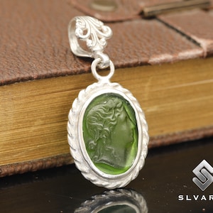Aphrodite Intaglio Necklace Pendant, 925 Silver Pendant, Ancient Glass Intaglio Pendant, Greek Coin Pendant, Unique Pendant, Art Pendant
