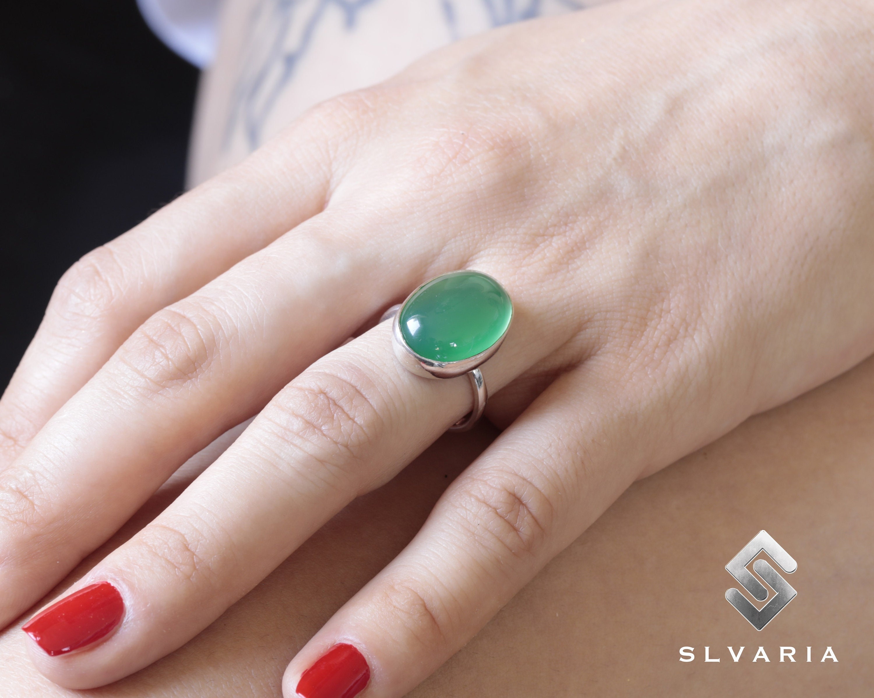 Bague Kahni - Agate verte - La boutique de Louise