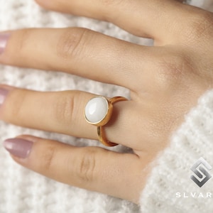 Natural Selenite Crystal Handmade 24K Gold Plated 925Sterling Silver Round Gemstone Cancer Ring Women Fancy Weding Gift Ring Spiritual Stone