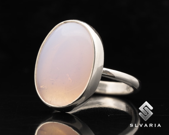 Anello Con Opale Lattiginoso, Gioielli Fatti A Mano In Argento Sterling - Foto 6