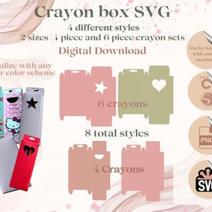 Crayon box Template Crayon box SVG DIY Crayon Box for Kids Party Favors Printable PNG Digital Download Customizable Kids Party Favors