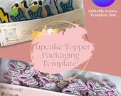 Custom Cupcake Topper Packaging Template Digital Download Canva Editable