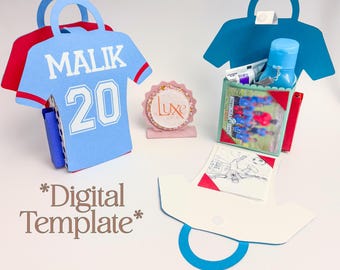Soccer Jersey SVG, Soccer Box Template, Soccer Activity Bag, Soccer Party Favors, Soccer birthday, Sports Treat Bag, Digital Download