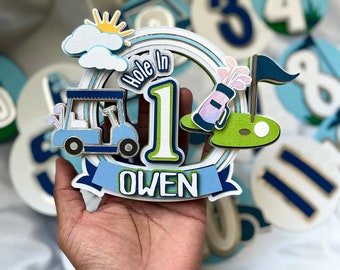 Hole in ONE Cake topper, Hole in ONE Birthday, Golf themed First Birthday, Golf Party Decor, First Birthday Decor