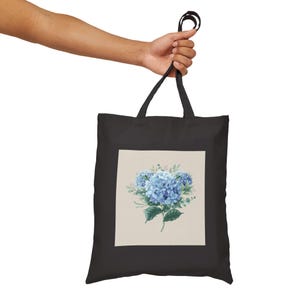 Floral Cotton Canvas Tote Bag | Eco-Friendly Shopping, Beach Bag, Gift Idea, Reusable Grocery Bag, Plant Lover&#39;s Tote