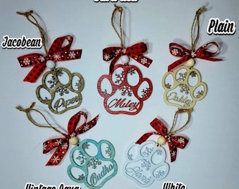 Dog Ornament, Personalized Pet Ornament, Pet Paw Decoration