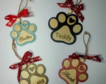 Dog Ornament, Personalized Pet Ornament, Pet Paw Decoration