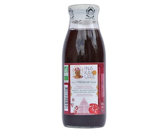 6x Jugo de Hibisco / Bissap orgánico, listo para beber, ligeramente endulzado, en botella de vidrio de 50 cl